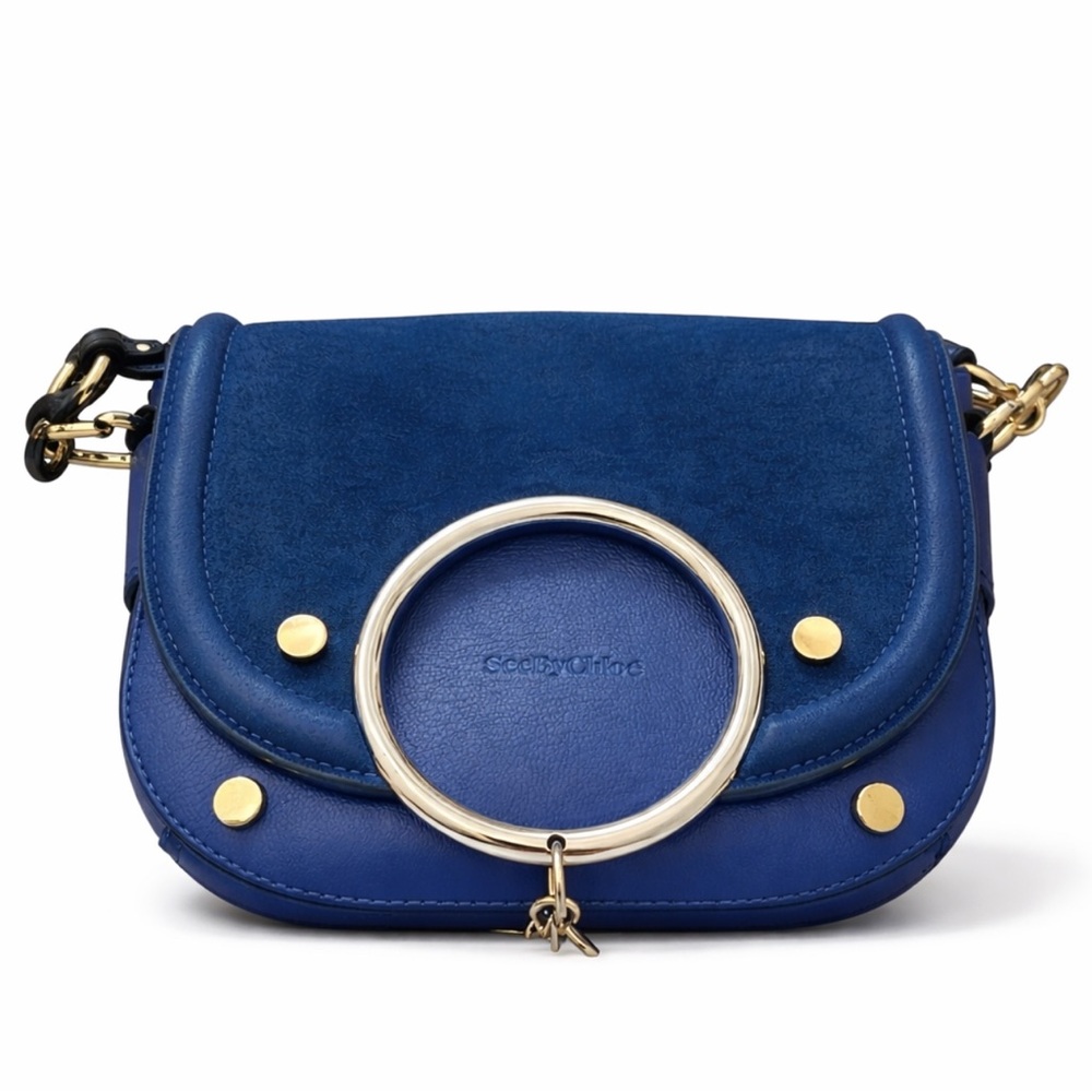 See By Chloe Navy and Gold Crossbody Bag